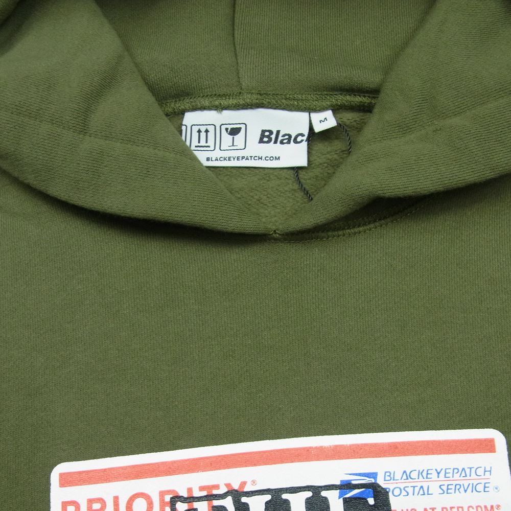 ブラックアイパッチ BEPSS21EI129 wasted youth ウェイステッドユース Label Hoodie ラベル フーディ パーカー グリーン系 OLIVE M【新古品】【未使用】【中古】