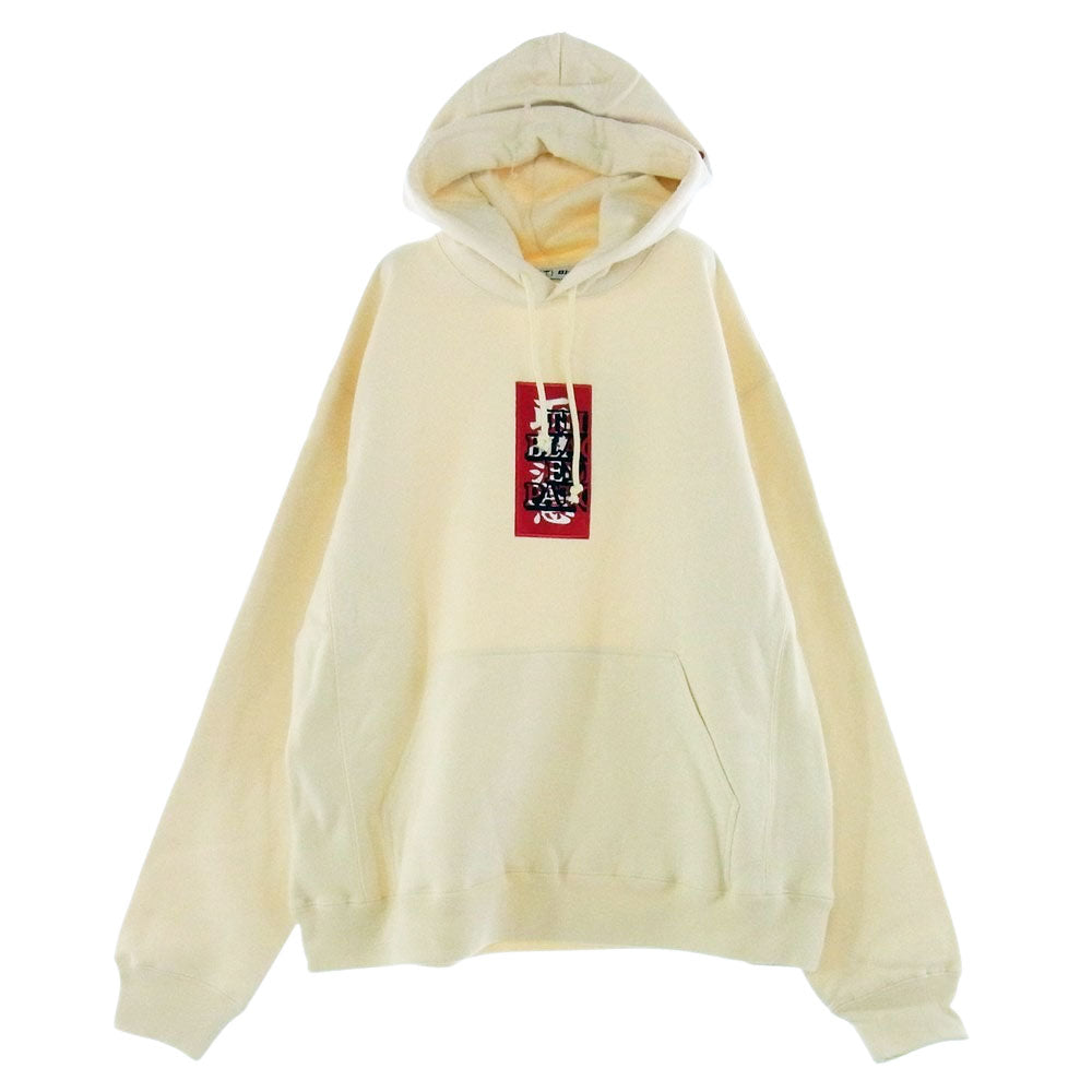 ブラックアイパッチ BEPFW21TP26 HANDLE WITH CARE LABEL HOODIE  ハンドル ウィズ ケア ラベル フーディー スエットパーカー オフホワイト系 M【新古品】【未使用】【中古】