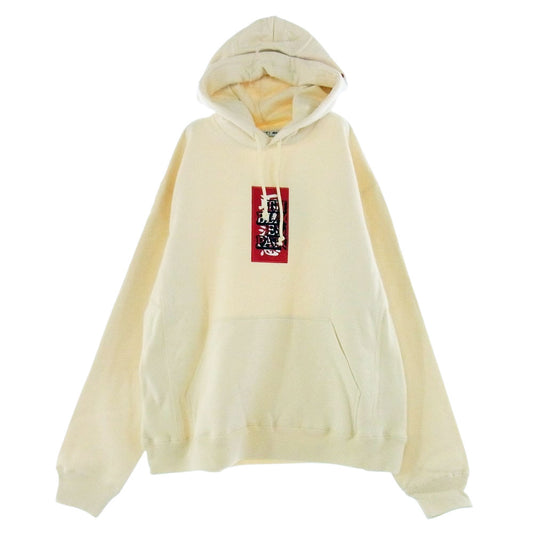ブラックアイパッチ BEPFW21TP26 HANDLE WITH CARE LABEL HOODIE  ハンドル ウィズ ケア ラベル フーディー スエットパーカー オフホワイト系 M【新古品】【未使用】【中古】