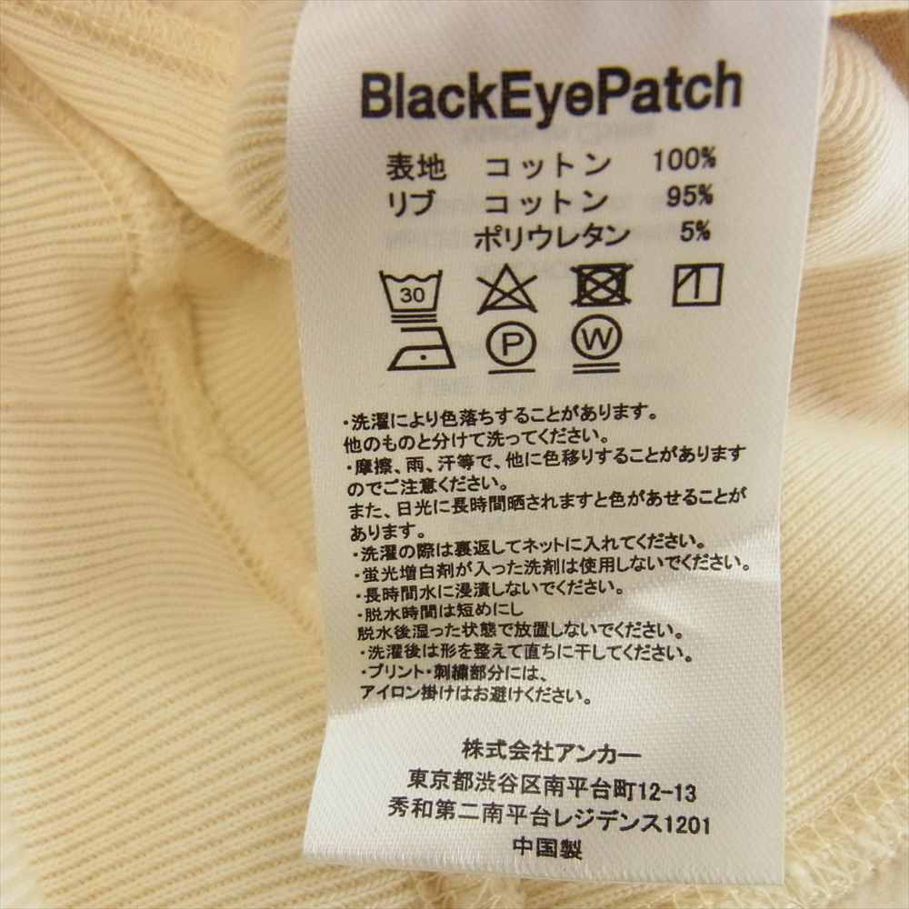 ブラックアイパッチ BEPFW21TP26 HANDLE WITH CARE LABEL HOODIE  ハンドル ウィズ ケア ラベル フーディー スエットパーカー オフホワイト系 M【新古品】【未使用】【中古】