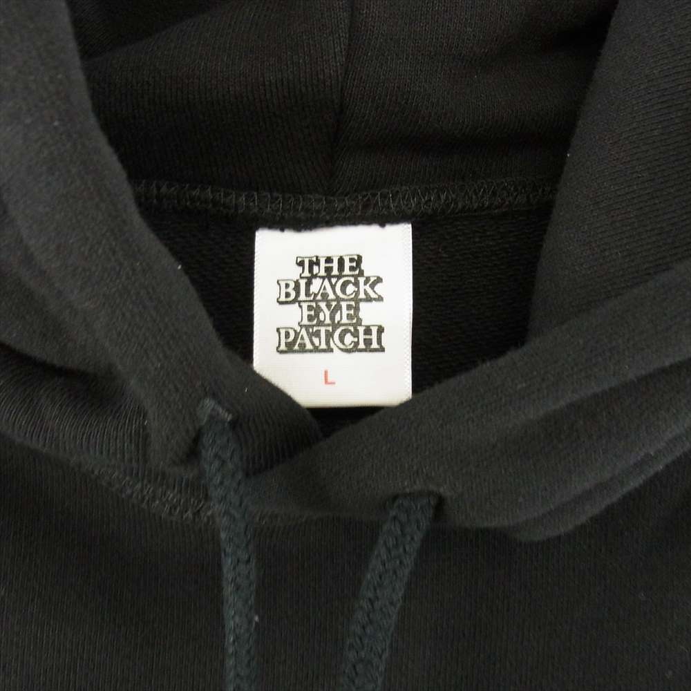 ブラックアイパッチ  BEPSS22TP26  RHINESTONE OG LABEL HOODIE ラインストーン ラベル フーディースエット ブラック系 L【新古品】【未使用】【中古】
