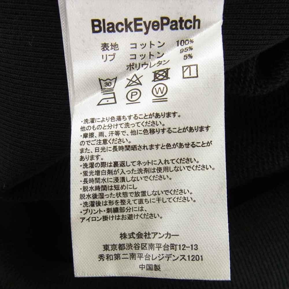 ブラックアイパッチ  BEPSS22TP26  RHINESTONE OG LABEL HOODIE ラインストーン ラベル フーディースエット ブラック系 L【新古品】【未使用】【中古】