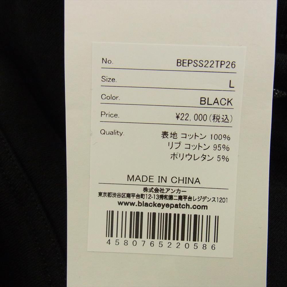 ブラックアイパッチ  BEPSS22TP26  RHINESTONE OG LABEL HOODIE ラインストーン ラベル フーディースエット ブラック系 L【新古品】【未使用】【中古】