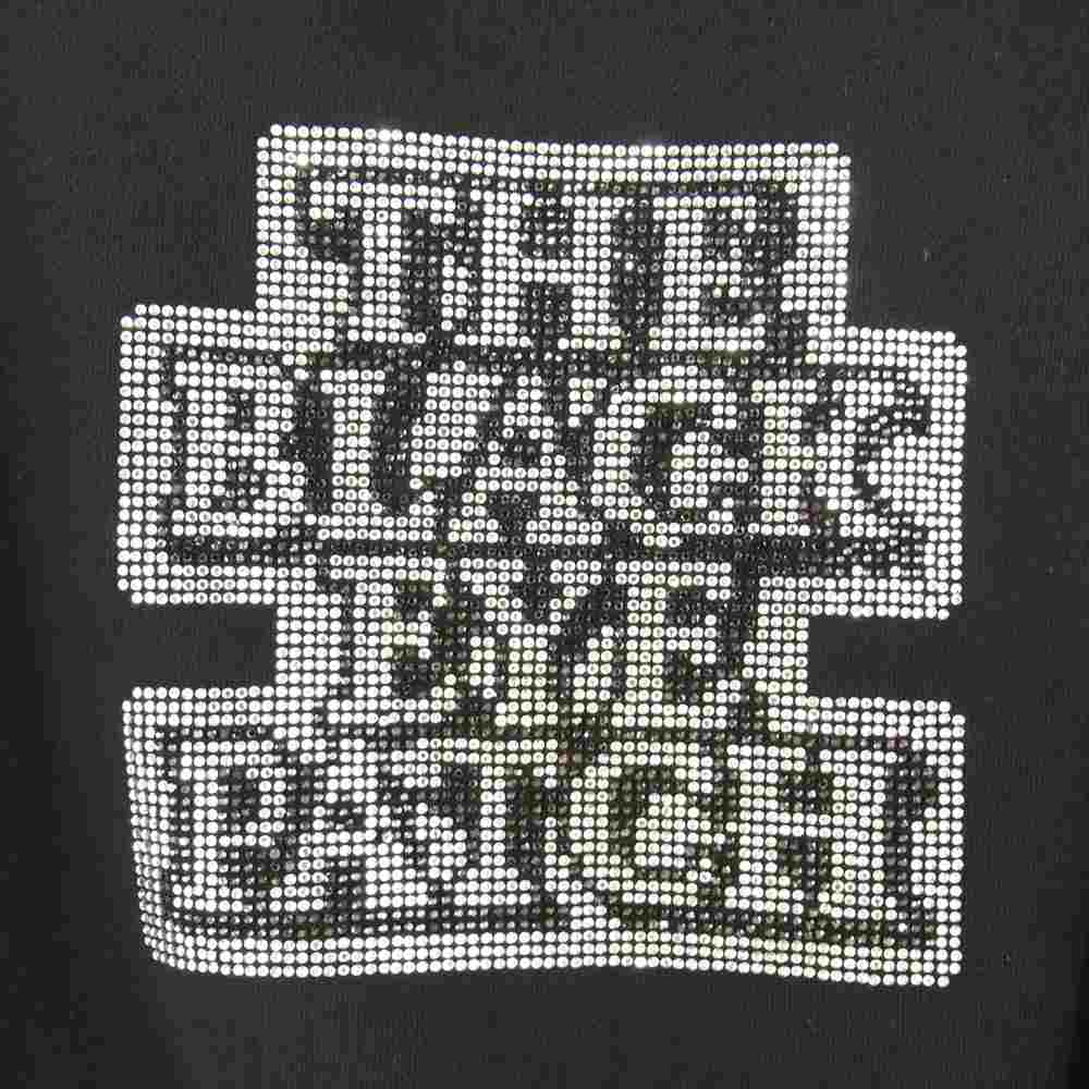 ブラックアイパッチ  BEPSS22TP26  RHINESTONE OG LABEL HOODIE ラインストーン ラベル フーディースエット ブラック系 L【新古品】【未使用】【中古】