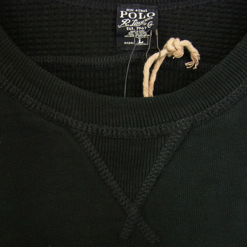 POLO RALPH LAUREN ポロ・ラルフローレン 国内正規品 裏地サーマル プルオーバー スウェット ブラック系 L【極上美品】【中古】