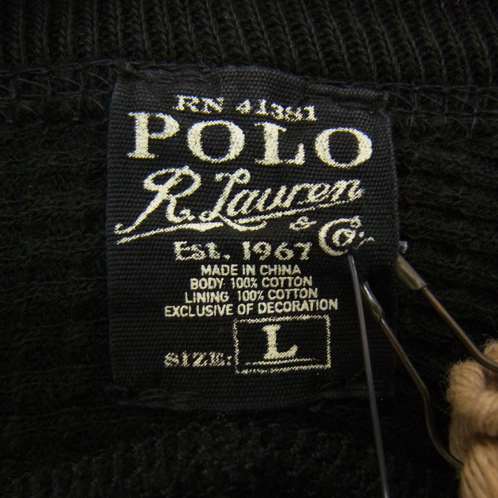 POLO RALPH LAUREN ポロ・ラルフローレン 国内正規品 裏地サーマル プルオーバー スウェット ブラック系 L【極上美品】【中古】