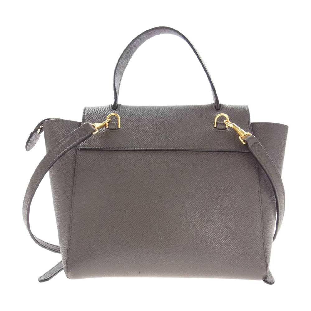 CELINE セリーヌ ベルトバッグ ナノ グレインカーフ ハンド バッグ グレー系【中古】