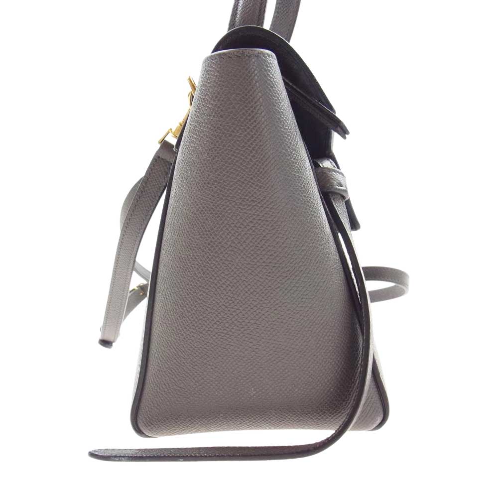 CELINE セリーヌ ベルトバッグ ナノ グレインカーフ ハンド バッグ グレー系【中古】