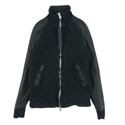 ISAMUKATAYAMA BACKLASH イサムカタヤマバックラッシュ 2016-01 白鞣しジャパンカーフ 製品染め レザー トラック ジャケット ブラック系 M【中古】