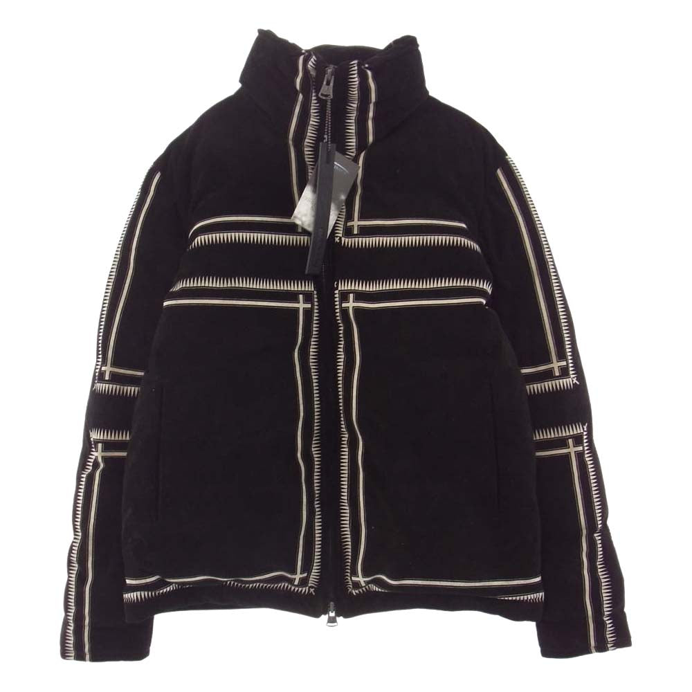 ISAMUKATAYAMA BACKLASH イサムカタヤマバックラッシュ 22AW  1997-02 カンガルースエードレザー クロスプリント ダウンジャケット ブラック系 ホワイト系 M【中古】