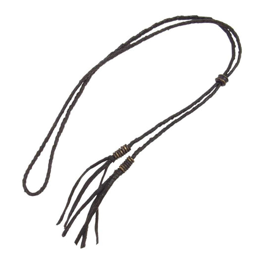 ブロウバイジュンウエゾノ レザー ループタイ ネックレス ブラック系 ダークブラウン系【中古】