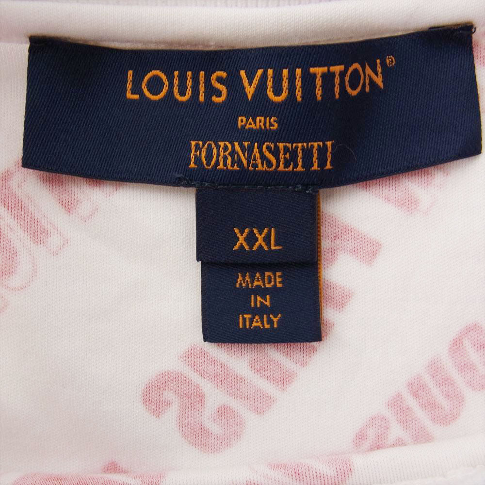 LOUIS VUITTON ルイ・ヴィトン 21AW スランテッド シグネチャー ベース 半袖 Tシャツ ホワイト系 レッド系 XXL【極上美品】【中古】