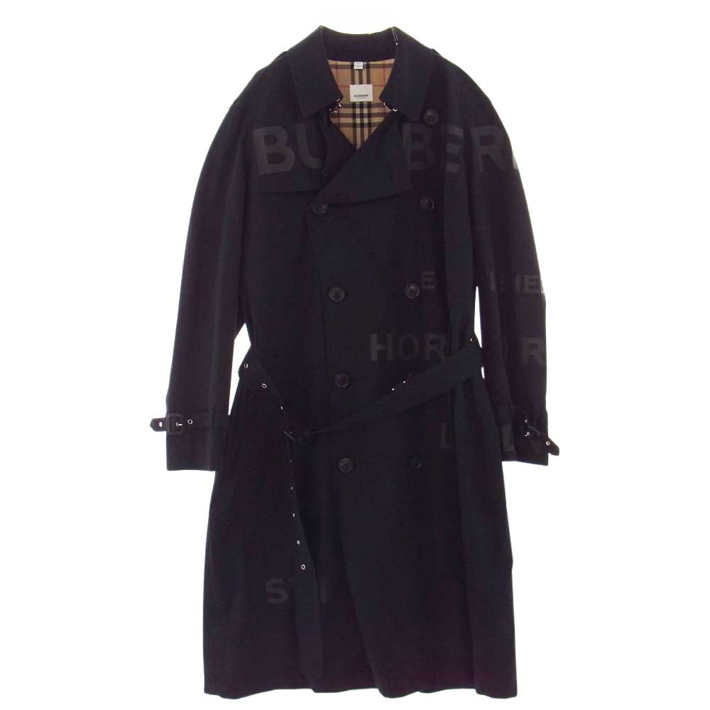 BURBERRY バーバリー ホースフェリー プリント コットンギャバジン トレンチコート ブラック系 50【美品】【中古】