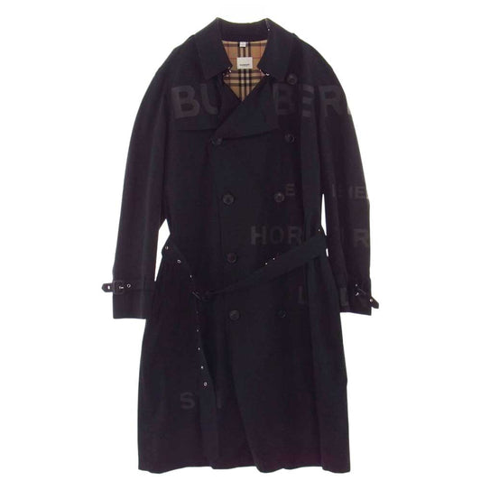 BURBERRY バーバリー ホースフェリー プリント コットンギャバジン トレンチコート ブラック系 50【美品】【中古】
