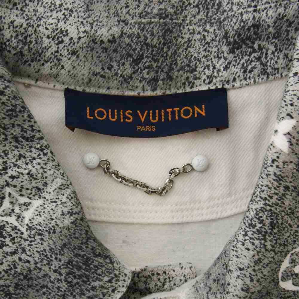 LOUIS VUITTON ルイ・ヴィトン 21AW RM212Q QYZ HLS09W モノグラム グラデーション ワーク デニム ジャケット ホワイト系 グレー系 XL【極上美品】【中古】