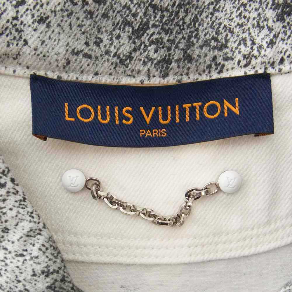 LOUIS VUITTON ルイ・ヴィトン 21AW RM212Q QYZ HLS09W モノグラム グラデーション ワーク デニム ジャケット ホワイト系 グレー系 XL【極上美品】【中古】
