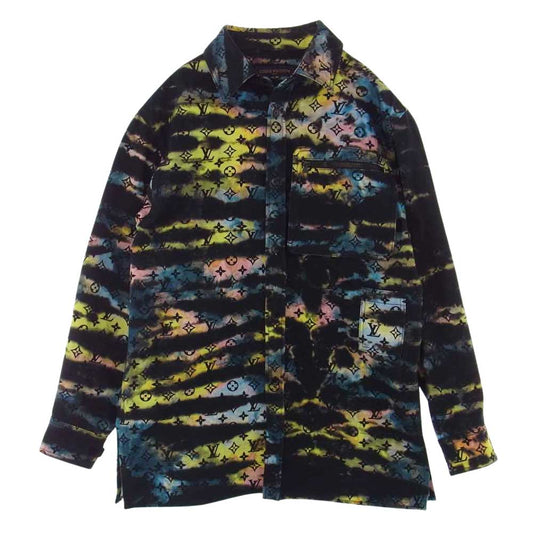 LOUIS VUITTON ルイ・ヴィトン 21AW 1A9A3R プリンテッド モノグラム タイダイ デニム シャツ マルチカラー系 L【極上美品】【中古】