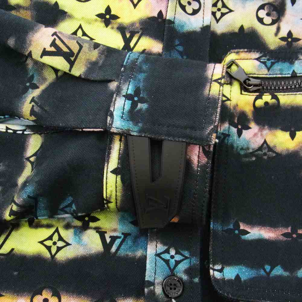 LOUIS VUITTON ルイ・ヴィトン 21AW 1A9A3R プリンテッド モノグラム タイダイ デニム シャツ マルチカラー系 L【極上美品】【中古】