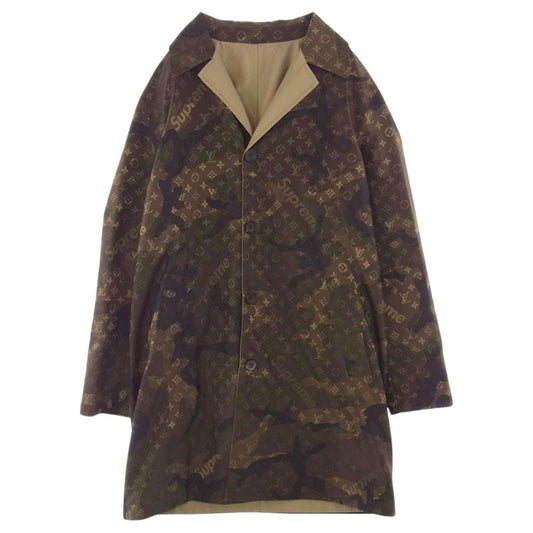 Supreme シュプリーム 17SS Louis Vuitton Reversible Trench Coat ルイヴィトン リバーシブル トレンチ コート カモ カーキ系 52【極上美品】【中古】