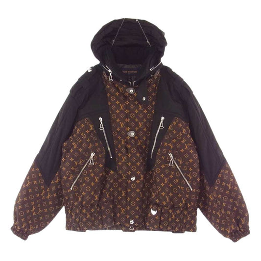 LOUIS VUITTON ルイ・ヴィトン 1A8C0R レトロ モノグラム オーバーサイズ スキー ジャケット ブラック系 ブラウン系 44【極上美品】【中古】