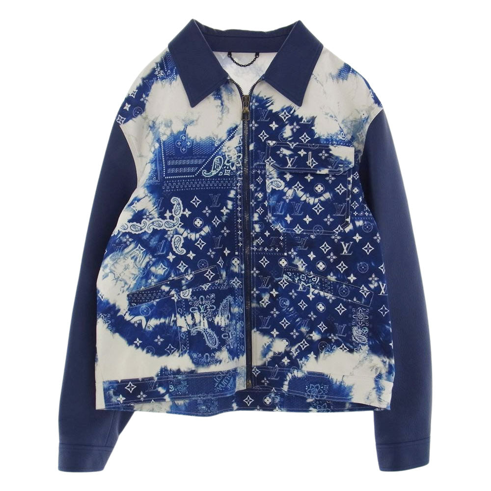 LOUIS VUITTON ルイ・ヴィトン 22SS 1AA7DU モノグラム バンダナミックス レザー デニム ブルゾン ブルー系 54【極上美品】【中古】