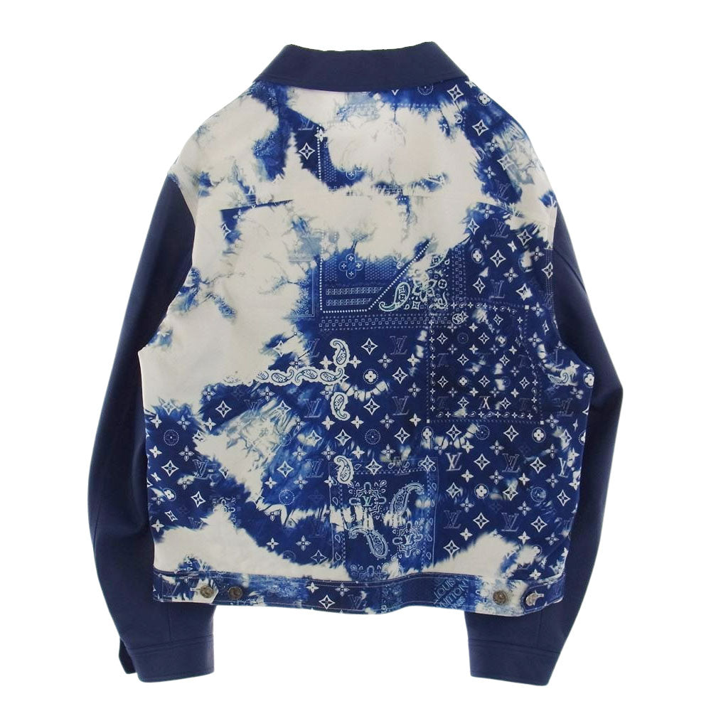 LOUIS VUITTON ルイ・ヴィトン 22SS 1AA7DU モノグラム バンダナミックス レザー デニム ブルゾン ブルー系 54【極上美品】【中古】