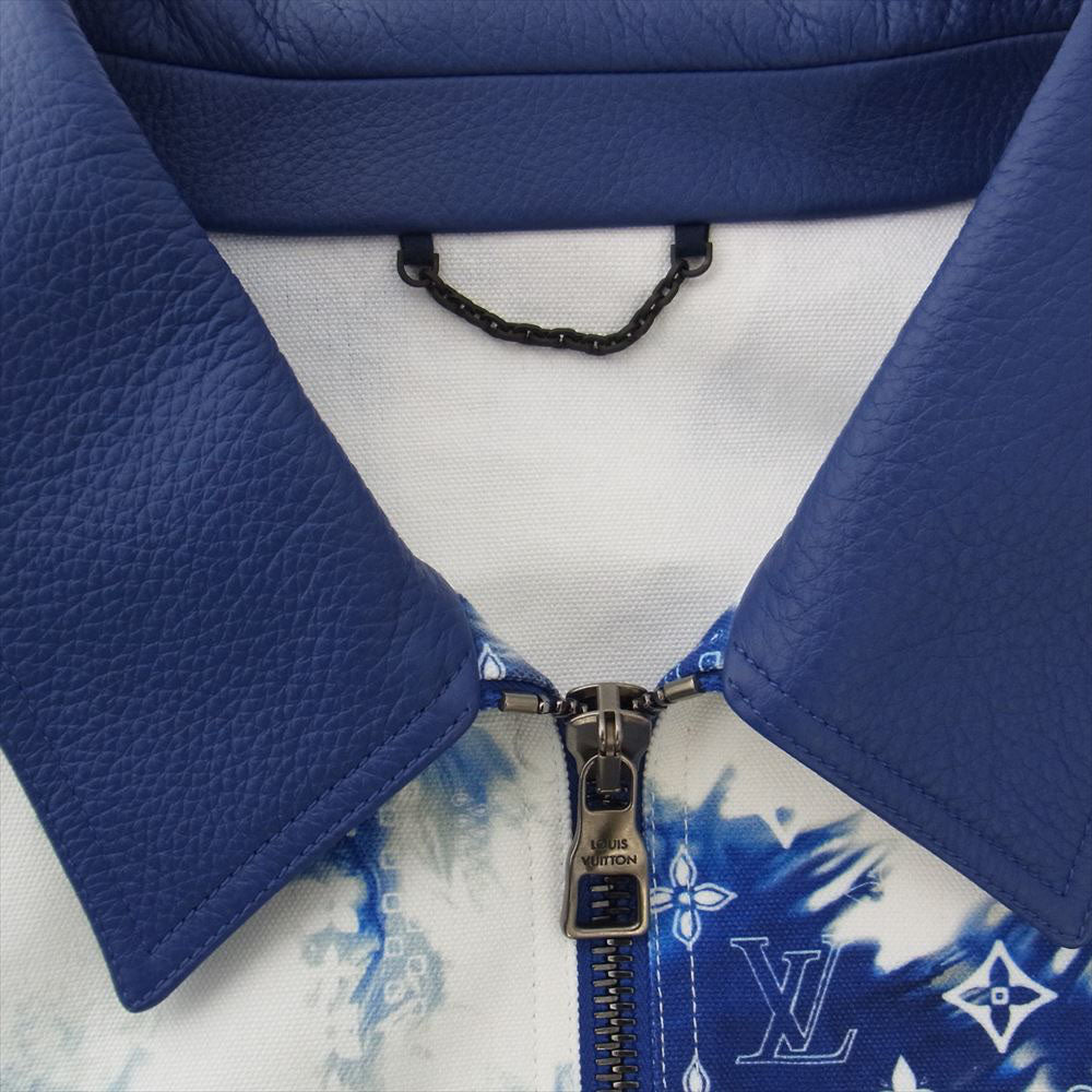 LOUIS VUITTON ルイ・ヴィトン 22SS 1AA7DU モノグラム バンダナミックス レザー デニム ブルゾン ブルー系 54【極上美品】【中古】
