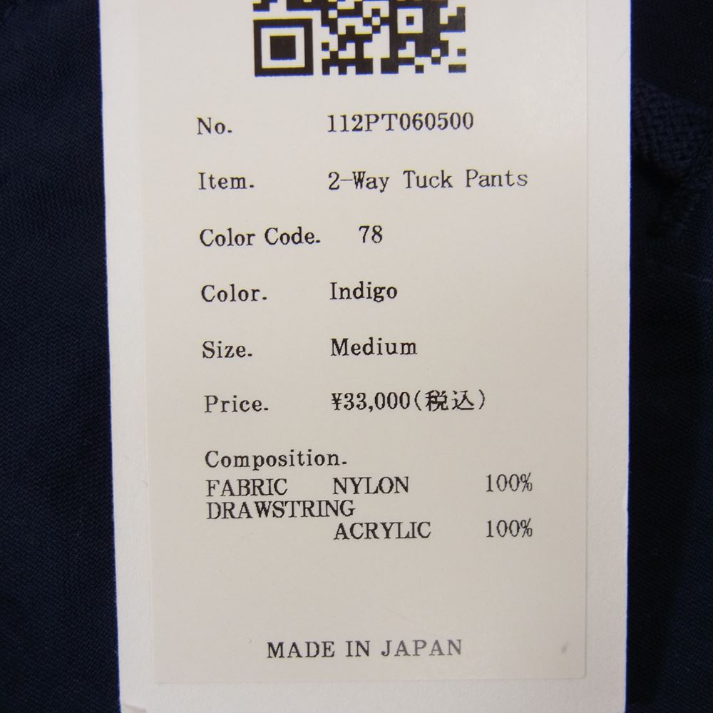 クオン 112PT060500 ONIBEGIE 2WAY Tuck Pants オニベジ タック パンツ M ネイビー系 M【新古品】【未使用】【中古】