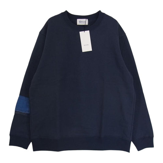 クオン 112CS032101 BORO Banded Arm Sleeve Sweatshirt 襤褸 ボロ バンデッド パッチワーク スリーブ スウェット M ネイビー系 M【新古品】【未使用】【中古】