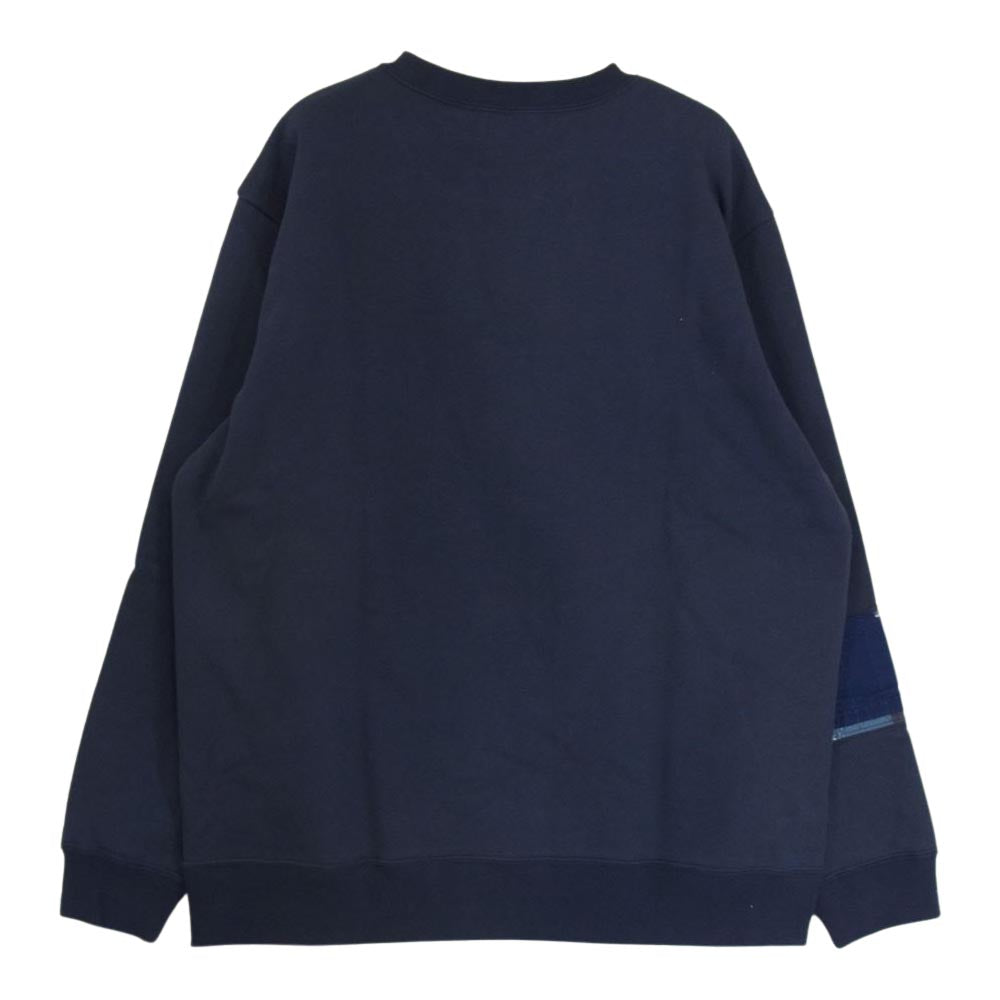 クオン 112CS032101 BORO Banded Arm Sleeve Sweatshirt 襤褸 ボロ バンデッド パッチワーク スリーブ スウェット M ネイビー系 M【新古品】【未使用】【中古】