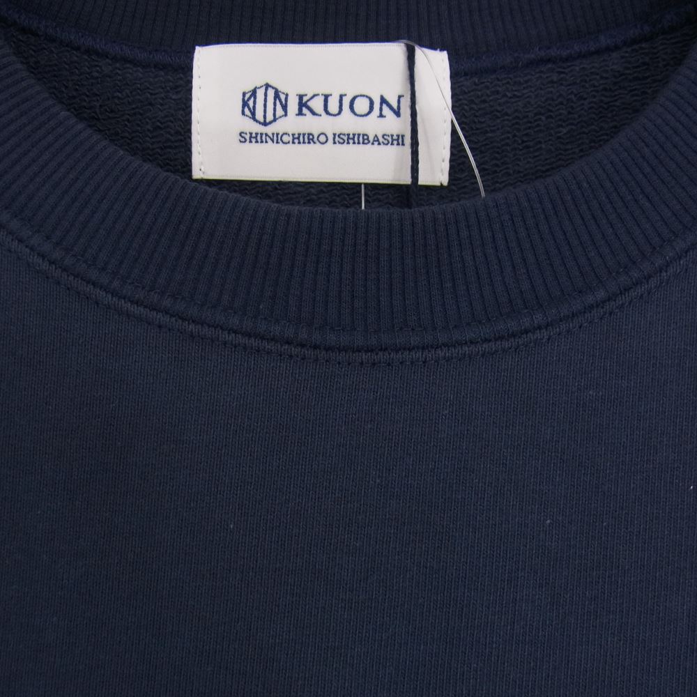 クオン 112CS032101 BORO Banded Arm Sleeve Sweatshirt 襤褸 ボロ バンデッド パッチワーク スリーブ スウェット M ネイビー系 M【新古品】【未使用】【中古】