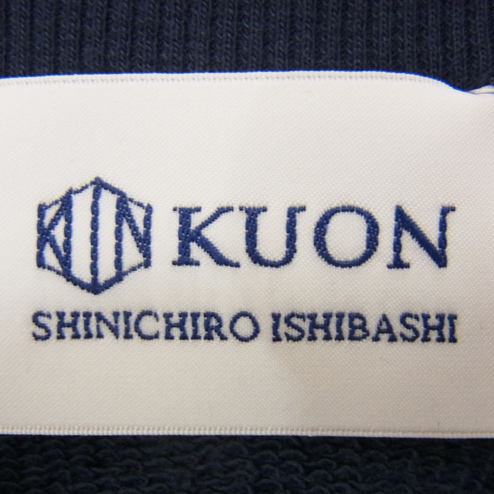 クオン 112CS032101 BORO Banded Arm Sleeve Sweatshirt 襤褸 ボロ バンデッド パッチワーク スリーブ スウェット M ネイビー系 M【新古品】【未使用】【中古】