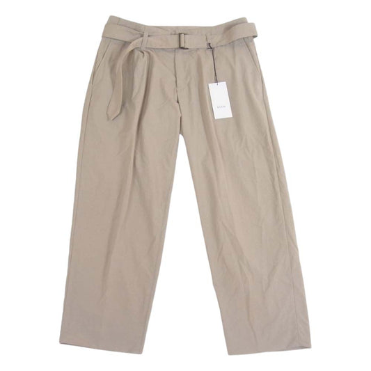 クオン 2001-PT01 TAPERED PANTS オニベジ 天然染め ナイロン ベルテッド テーパードパンツ ベージュ系 L【新古品】【未使用】【中古】