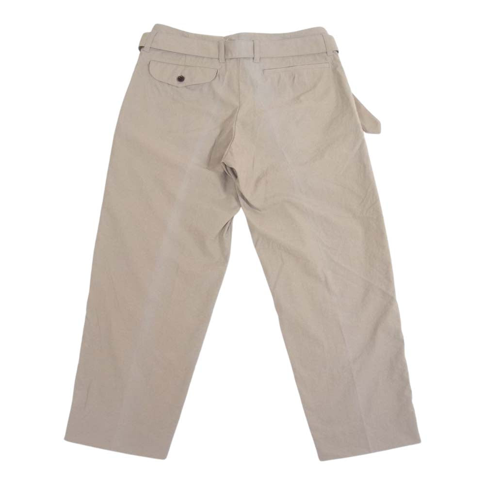 クオン 2001-PT01 TAPERED PANTS オニベジ 天然染め ナイロン ベルテッド テーパードパンツ ベージュ系 L【新古品】【未使用】【中古】