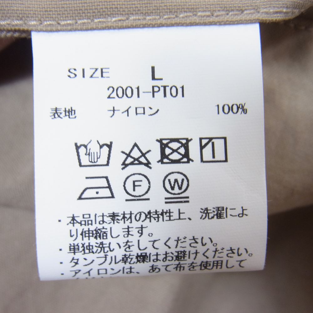 クオン 2001-PT01 TAPERED PANTS オニベジ 天然染め ナイロン ベルテッド テーパードパンツ ベージュ系 L【新古品】【未使用】【中古】