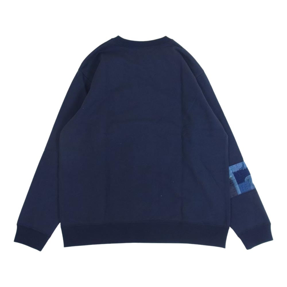 クオン 112CS032101 BORO Banded Arm Sleeve Sweatshirt 襤褸 ボロ バンデッド パッチワーク スリーブ スウェット ネイビー系 L【新古品】【未使用】【中古】