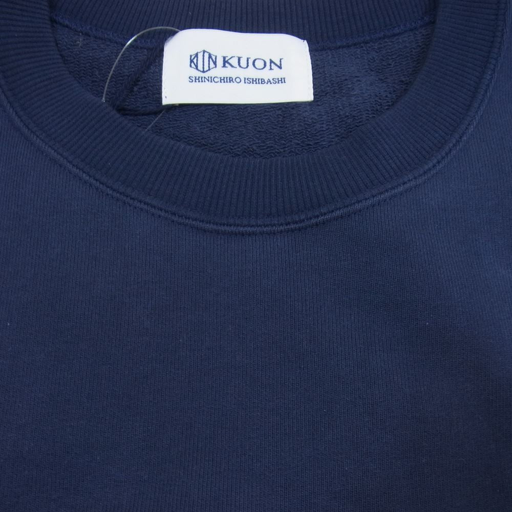 クオン 112CS032101 BORO Banded Arm Sleeve Sweatshirt 襤褸 ボロ バンデッド パッチワーク スリーブ スウェット ネイビー系 L【新古品】【未使用】【中古】