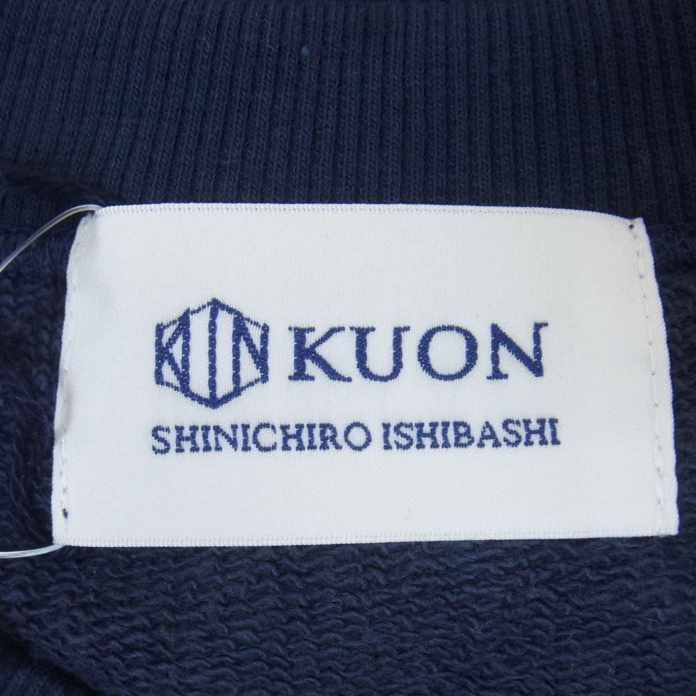 クオン 112CS032101 BORO Banded Arm Sleeve Sweatshirt 襤褸 ボロ バンデッド パッチワーク スリーブ スウェット ネイビー系 L【新古品】【未使用】【中古】