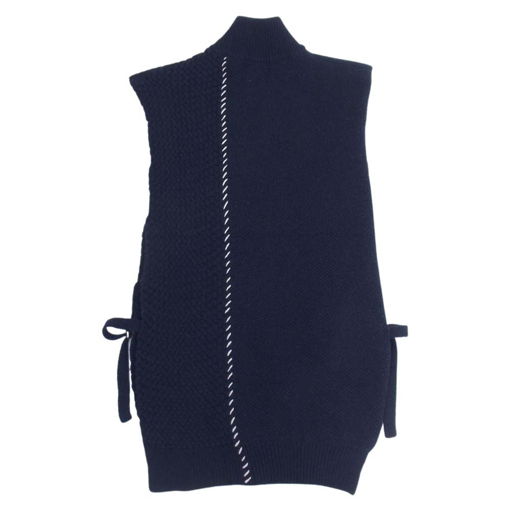 クオン 142KN032900 Multi Patterned Dickie w/Hand Stitch ハンドステッチ マルチパターン ディッキー タートルネック ニット ベスト ネイビー系 XL【新古品】【未使用】【中古】