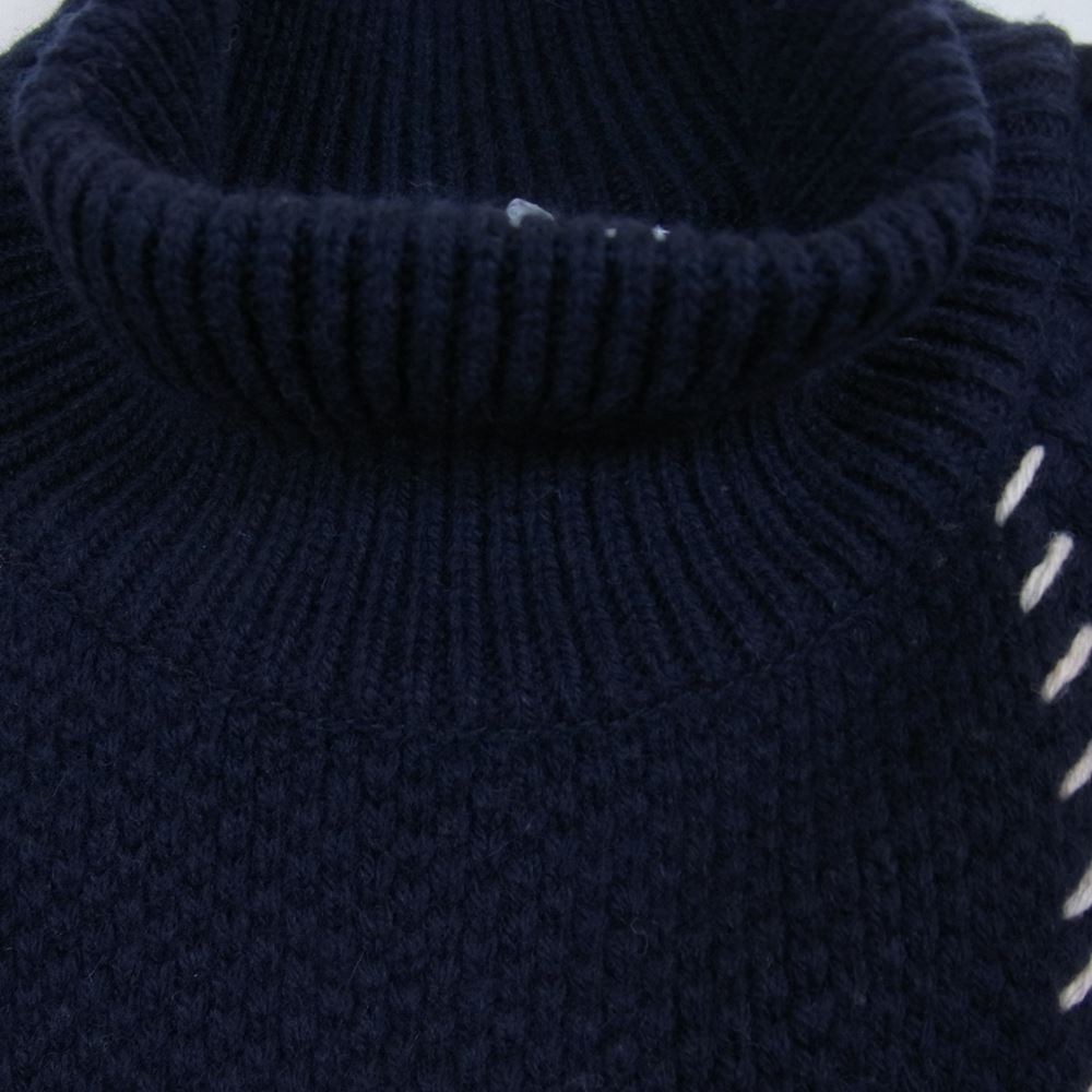 クオン 142KN032900 Multi Patterned Dickie w/Hand Stitch ハンドステッチ マルチパターン ディッキー タートルネック ニット ベスト ネイビー系 XL【新古品】【未使用】【中古】