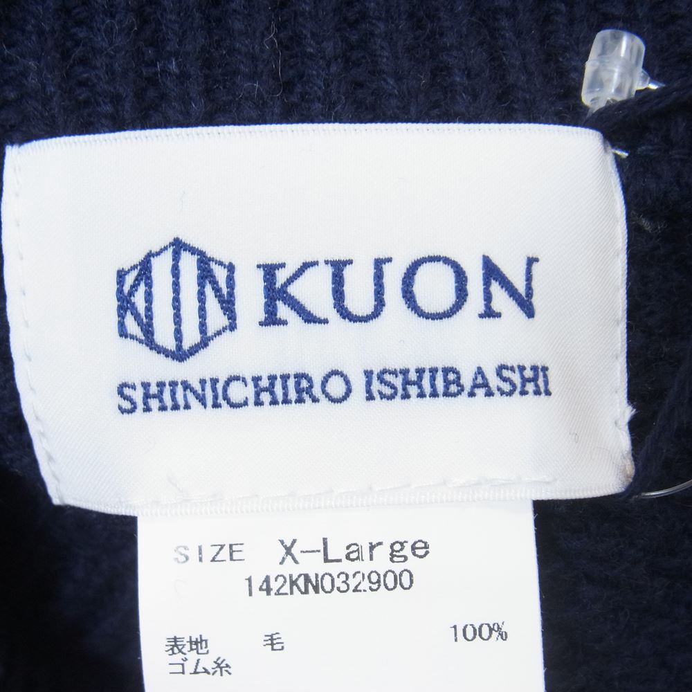 クオン 142KN032900 Multi Patterned Dickie w/Hand Stitch ハンドステッチ マルチパターン ディッキー タートルネック ニット ベスト ネイビー系 XL【新古品】【未使用】【中古】