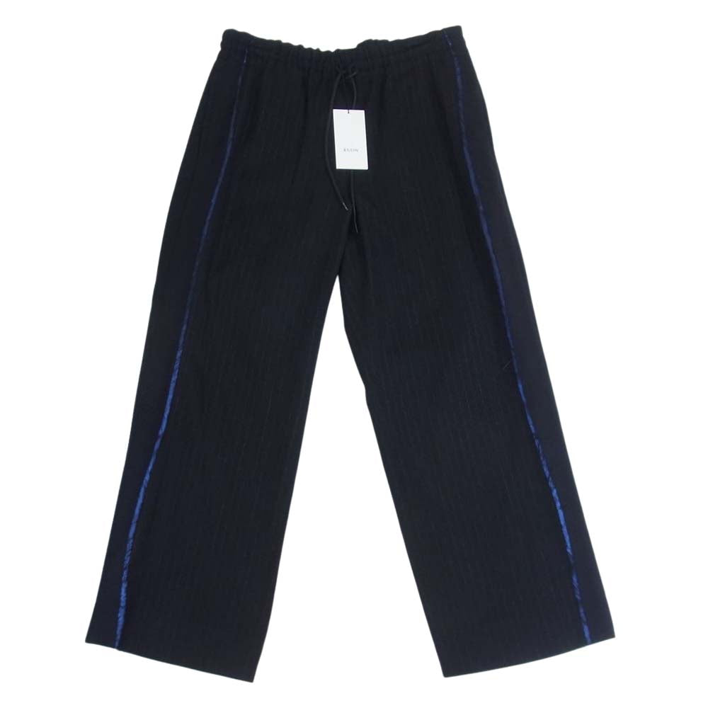 クオン 142PT020605 KINTSUGI Drawstring Trousers 金継ぎ 切替 サイドライン ドローストリング ストライプ スラックス パンツ トラウザー ダークネイビー系 L【新古品】【未使用】【中古】