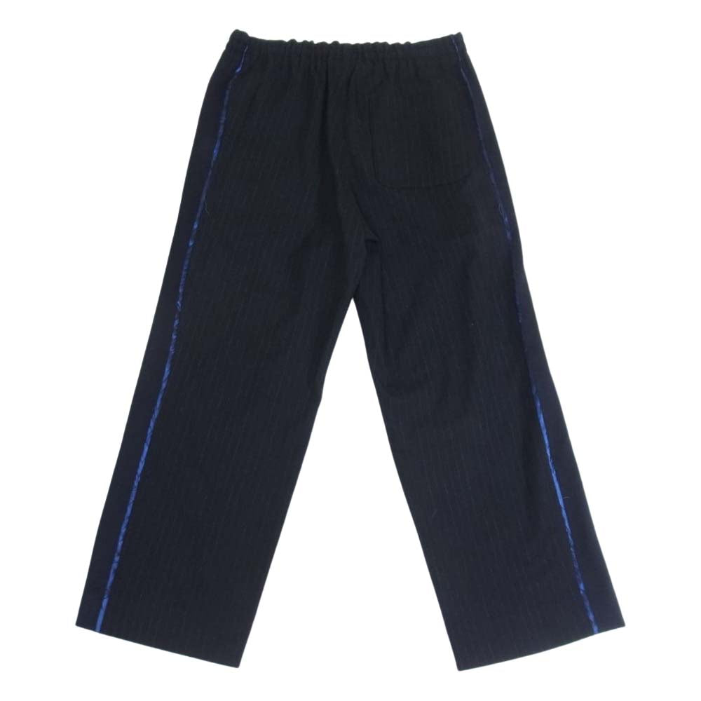 クオン 142PT020605 KINTSUGI Drawstring Trousers 金継ぎ 切替 サイドライン ドローストリング ストライプ スラックス パンツ トラウザー ダークネイビー系 L【新古品】【未使用】【中古】