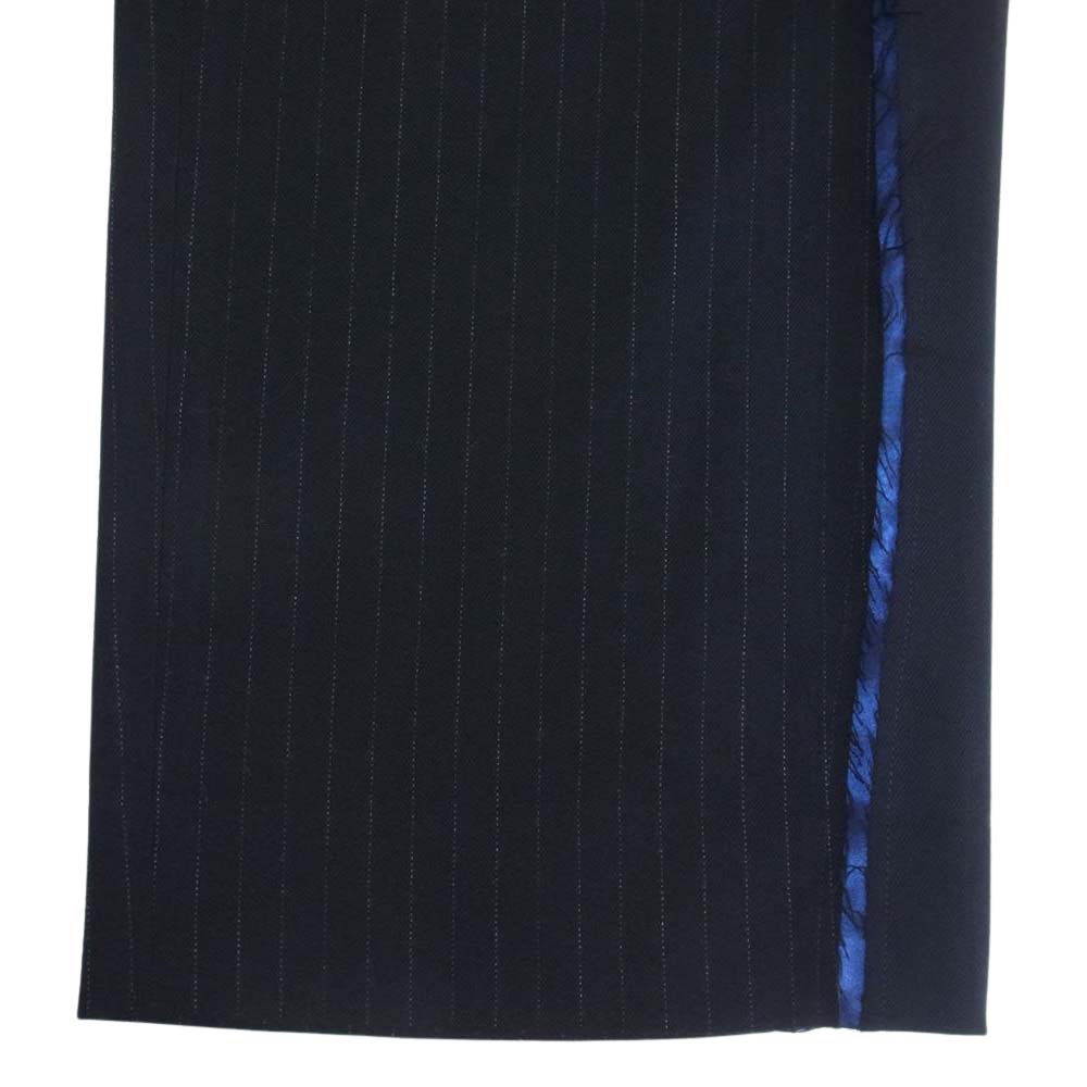 クオン 142PT020605 KINTSUGI Drawstring Trousers 金継ぎ 切替 サイドライン ドローストリング ストライプ スラックス パンツ トラウザー ダークネイビー系 L【新古品】【未使用】【中古】