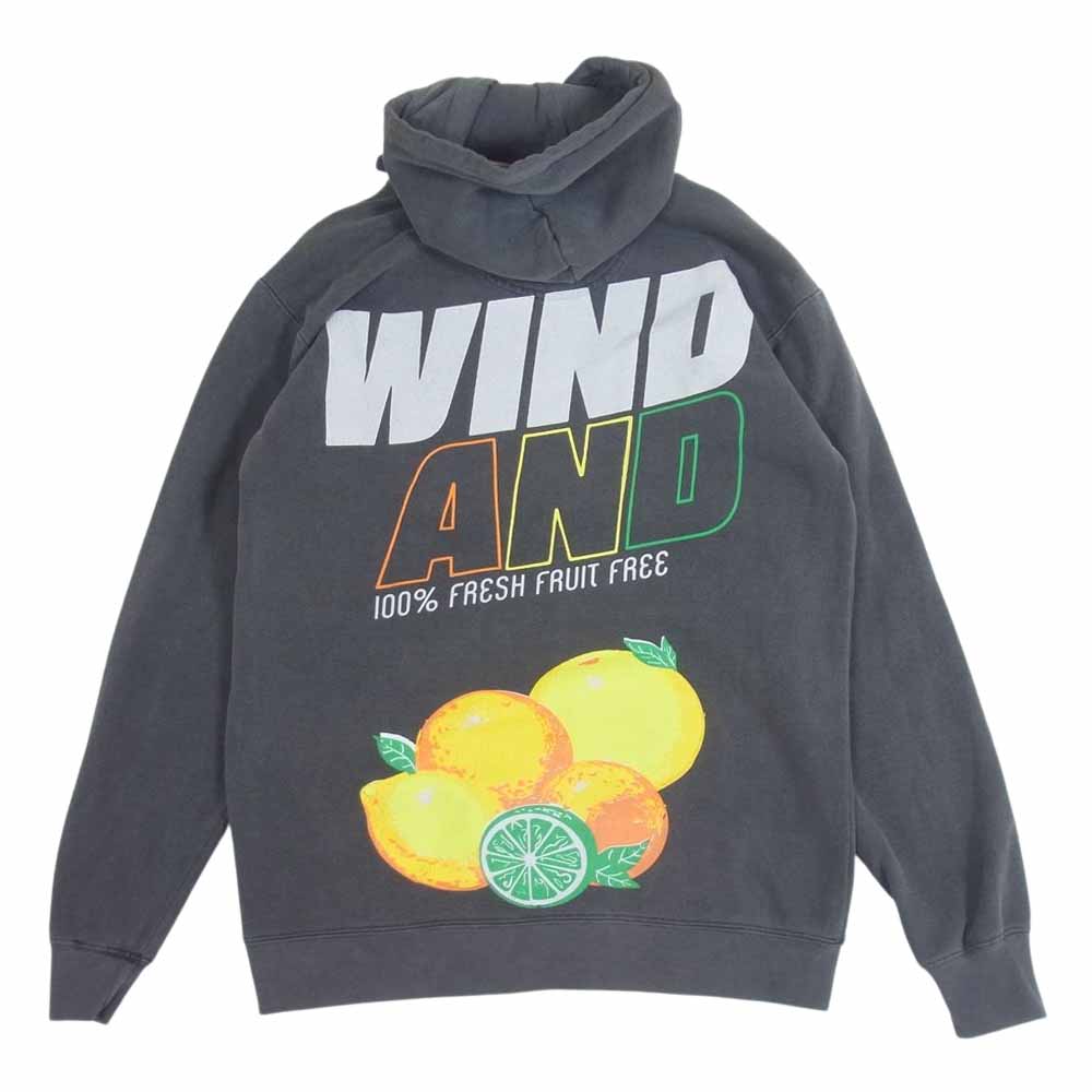 WIND AND SEA ウィンダンシー WDS-21S-TPS-03 SEA (sea-alive) HOODIE ロゴ フルーツプリント フーディー パーカー チャコール系 S【新古品】【未使用】【中古】