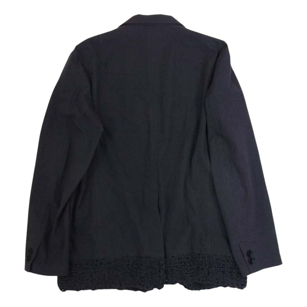 クオン 112JK020607 SAKIAMI Switched Blazer 裂き編み 2B テーラードジャケット ブレザー ネイビー系 L【新古品】【未使用】【中古】