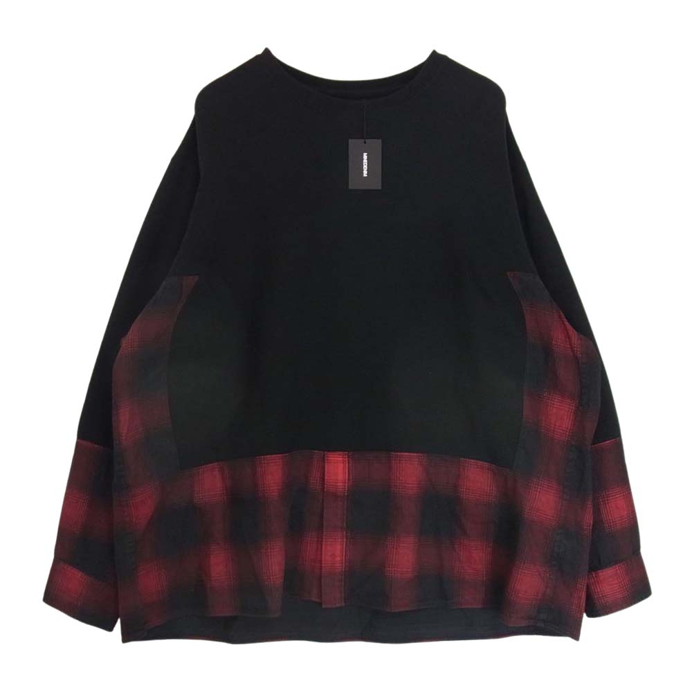MINEDENIM マインデニム 21AW MND-21AWOP003-17-022 × OLD PARK オールドパーク Denim Shirt Crew neck デニムチェックシャツ切替 クルーネック スウェット ブラック系 RTP 2【新古品】【未使用】【中古】