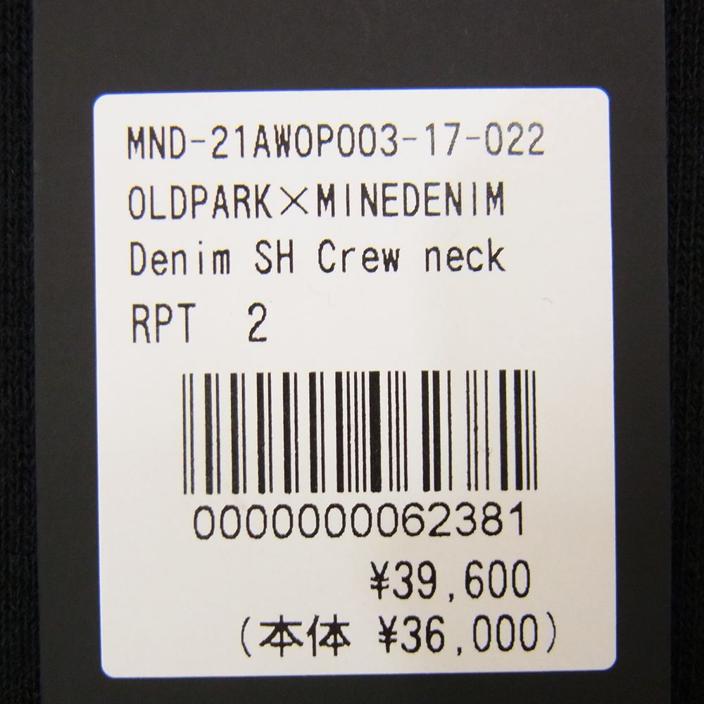 MINEDENIM マインデニム 21AW MND-21AWOP003-17-022 × OLD PARK オールドパーク Denim Shirt Crew neck デニムチェックシャツ切替 クルーネック スウェット ブラック系 RTP 2【新古品】【未使用】【中古】