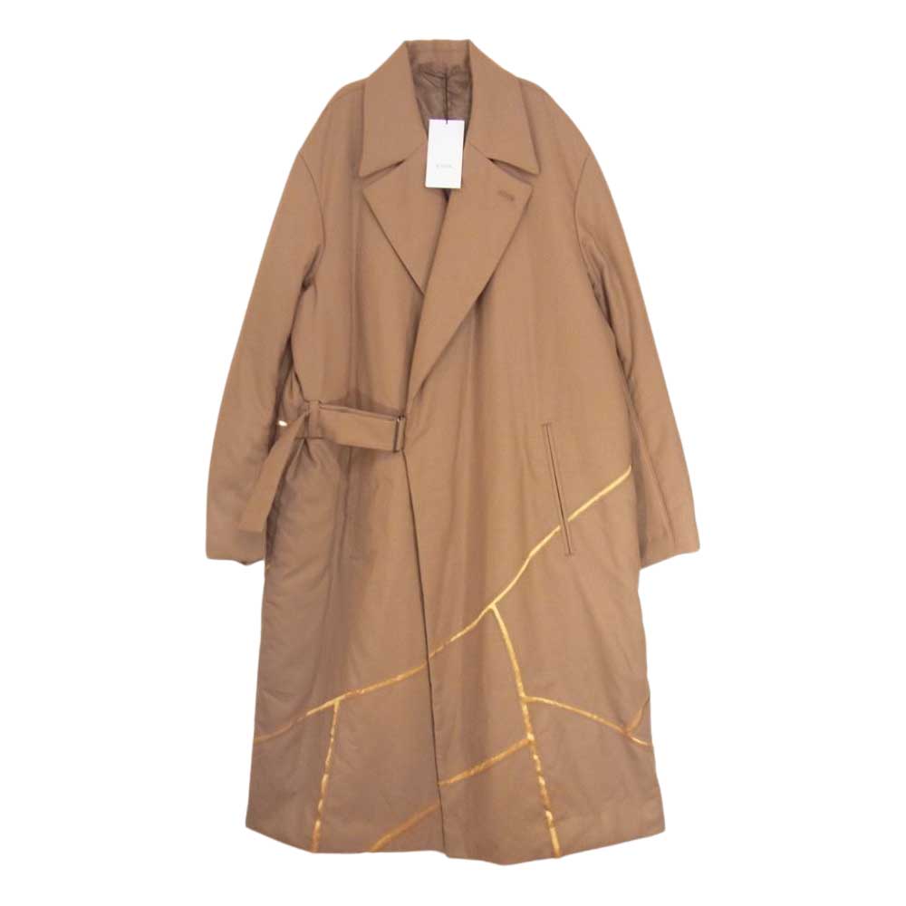 クオン 142C010132 KINTSUGI Tielocken Coat 金継ぎ グログラン タイロッケン コート ベージュ系 L【新古品】【未使用】【中古】