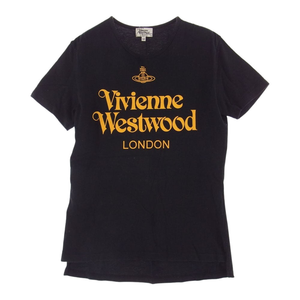 Vivienne WestwoodMAN ヴィヴィアンウエストウッドマン RONDON ロゴ プリント Tシャツ ブラック系 48【中古】